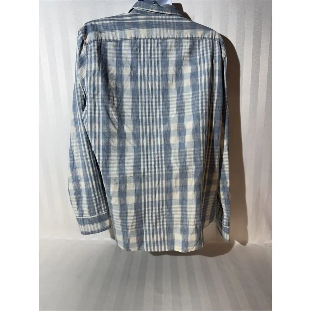 J Crew Shirt Mens XL Blue Plaid Button Up Oxford‎ Casual Preppy Flex